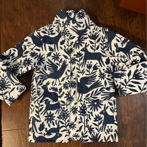 New Block Animal Print Quilted Jacket size large navy and white